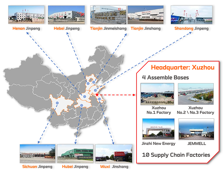 Mappa delle basi di produzione di JinPeng